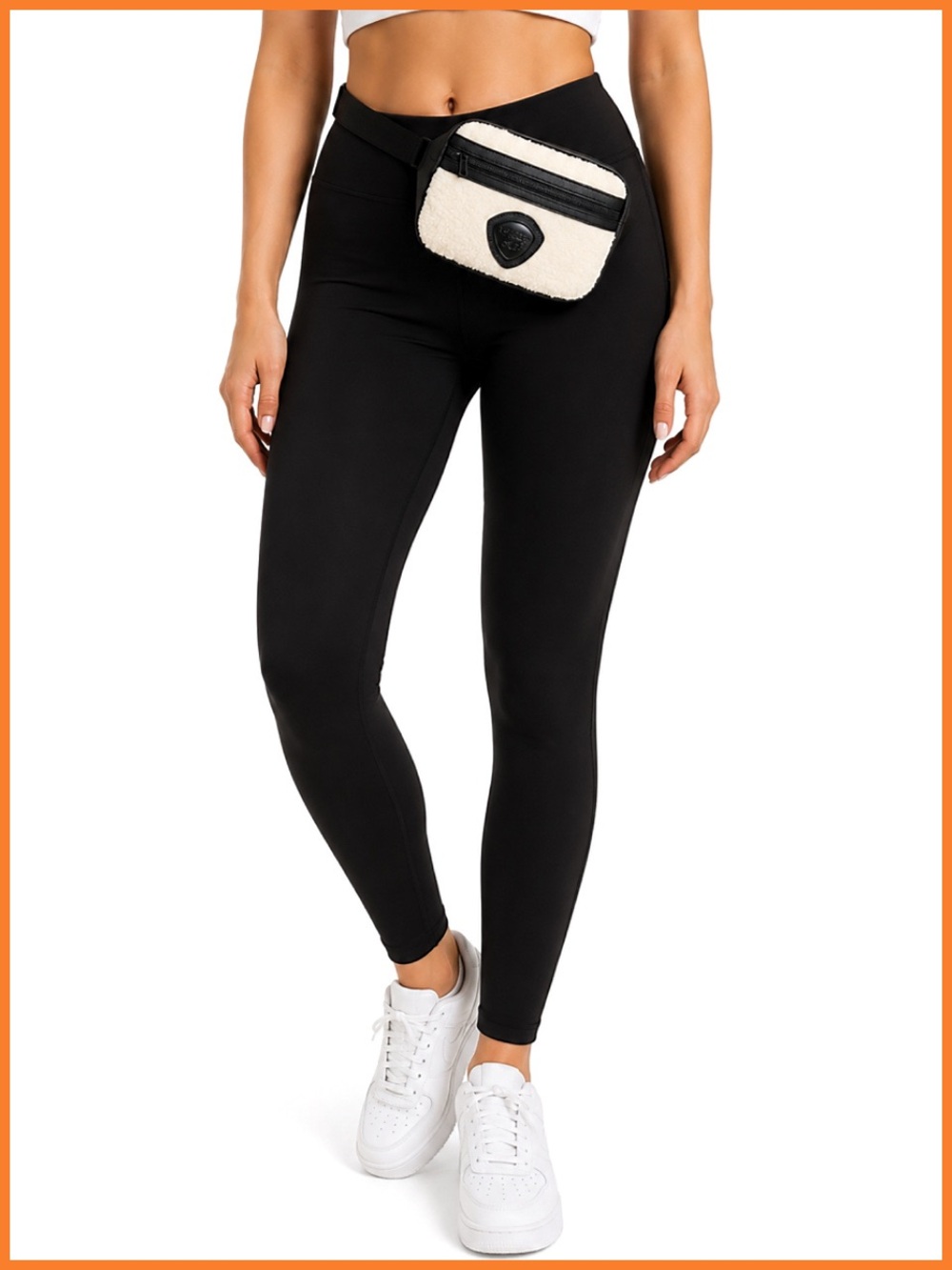 Pajar Canada Black White Leather Combo Crossbody Fanny Pack Bag